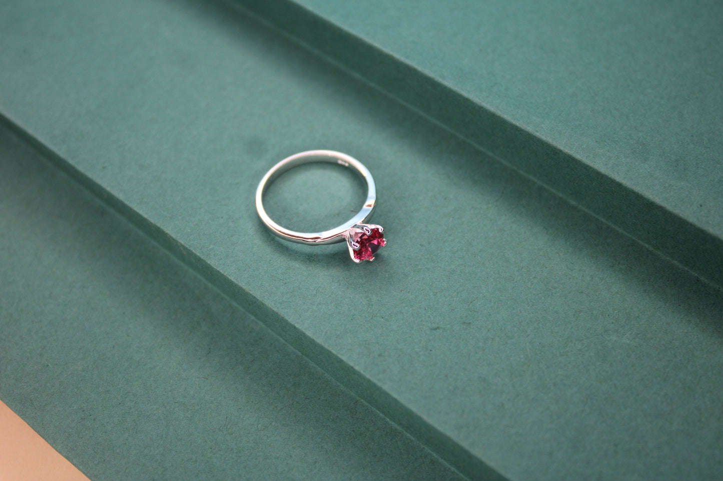 Silver Pink Stone Ring - Avika jewels
