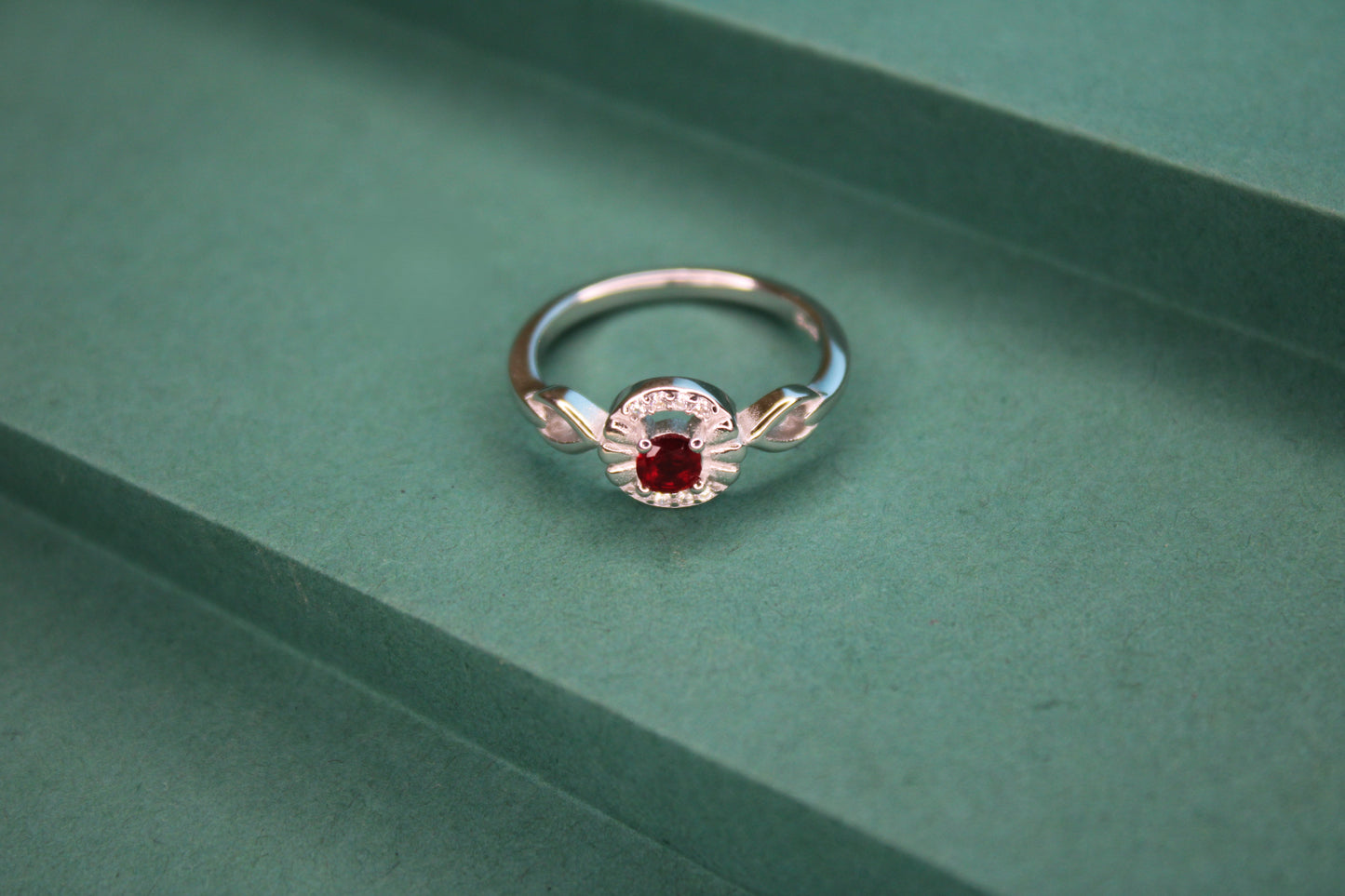 Silver Red Stone Ring - Avika jewels