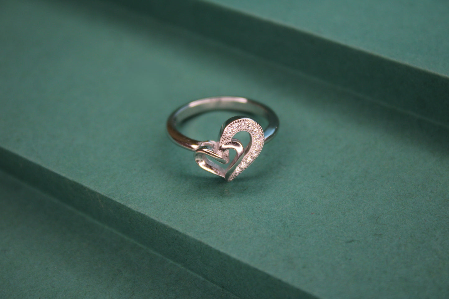 Silver Twin Heart Ring - Avika jewels