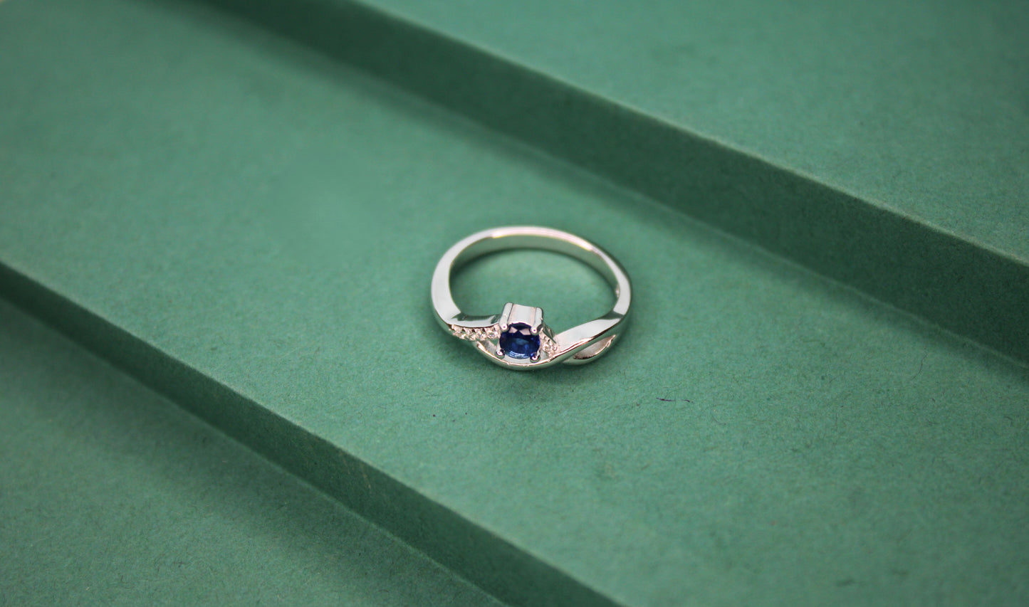 Silver Blue Stone Ring - Avika jewels