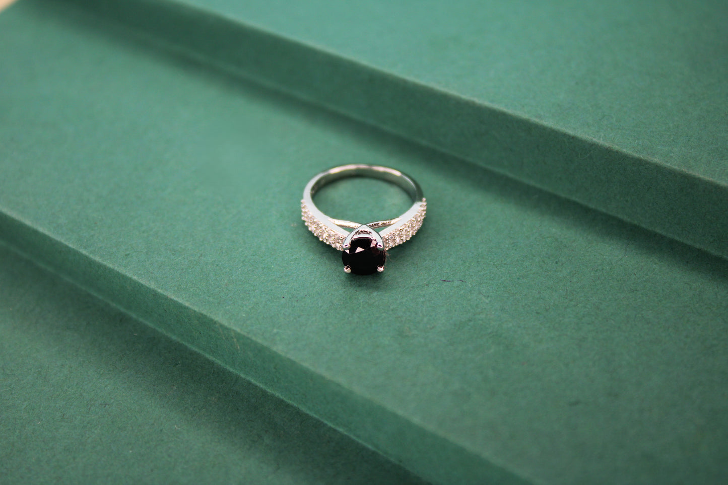 Silver Black Stone Ring - Avika jewels