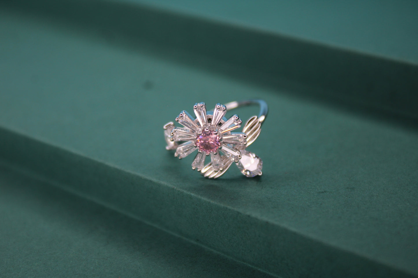 Silver Rotating Flower Ring - Avika jewels