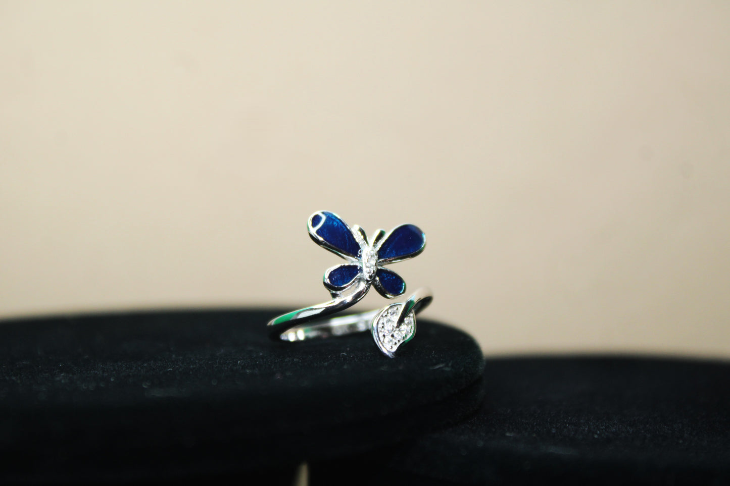 Silver Blue Butterfly Ring - Avika jewels