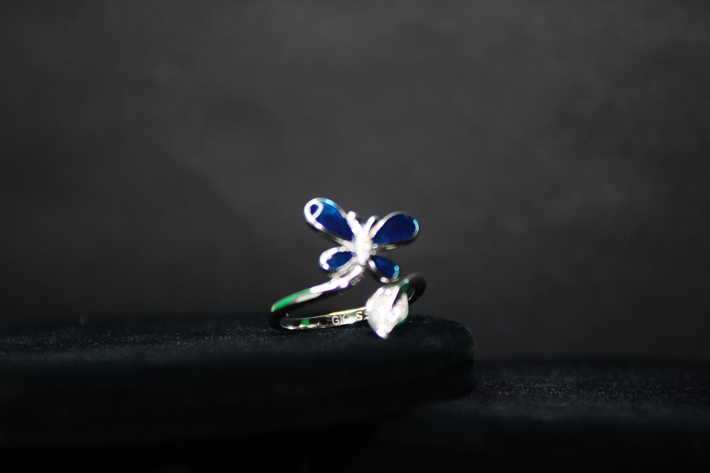 Silver Blue Butterfly Ring - Avika jewels