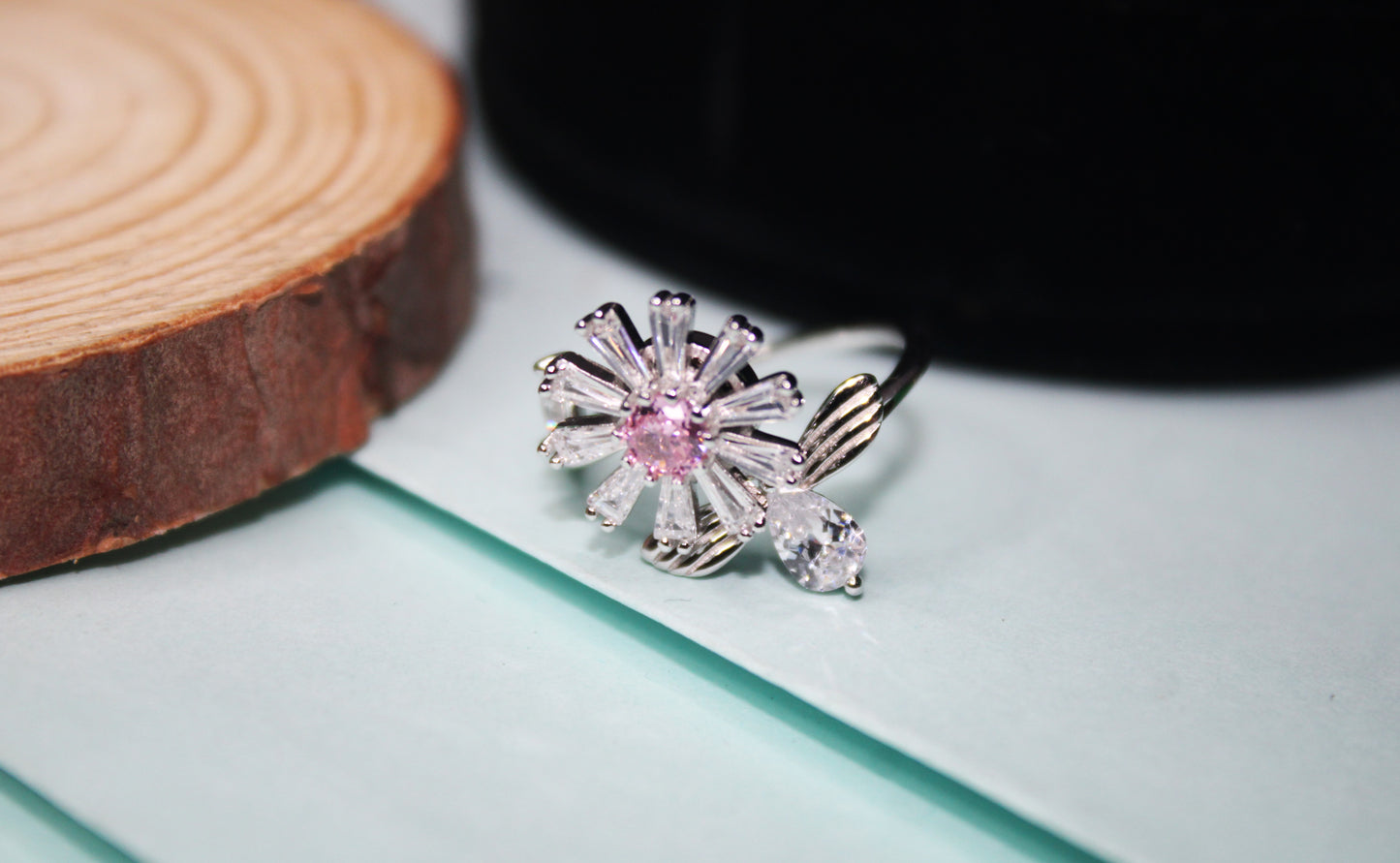 Silver Rotating Flower Ring - Avika jewels
