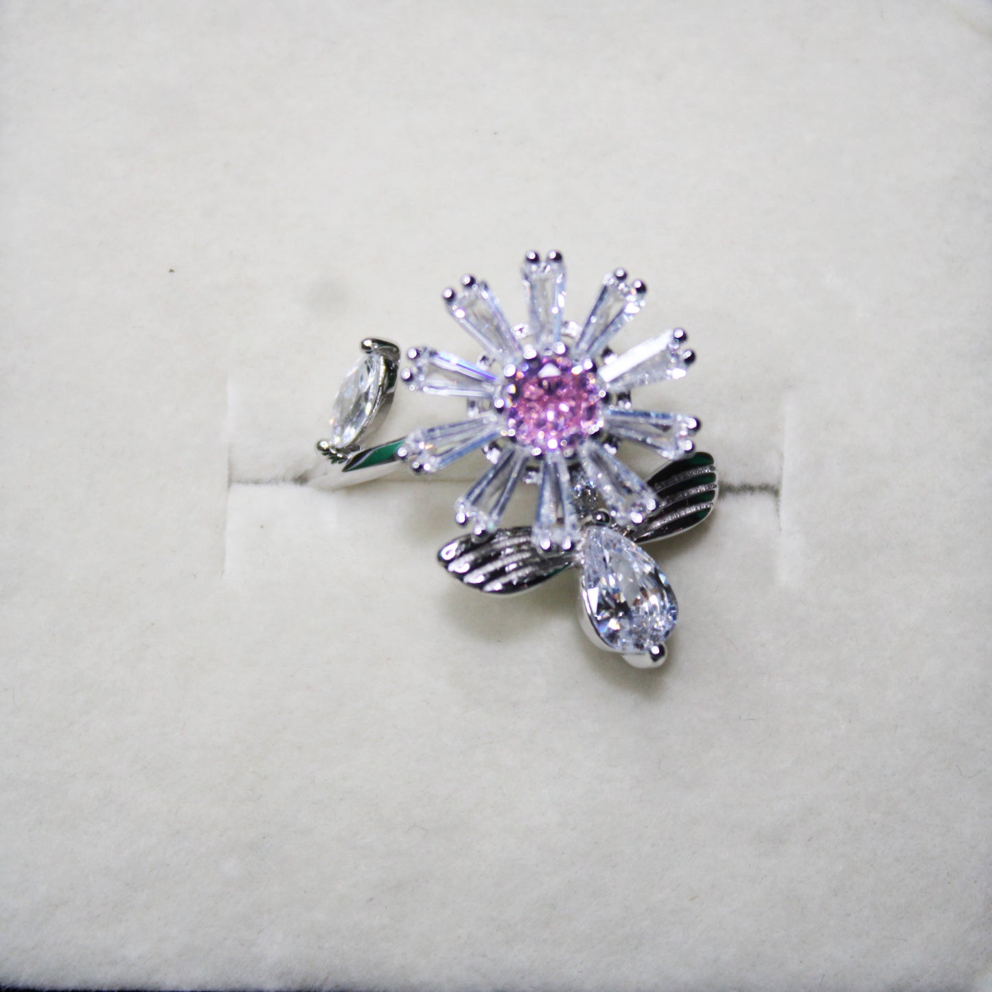 Silver Rotating Flower Ring - Avika jewels