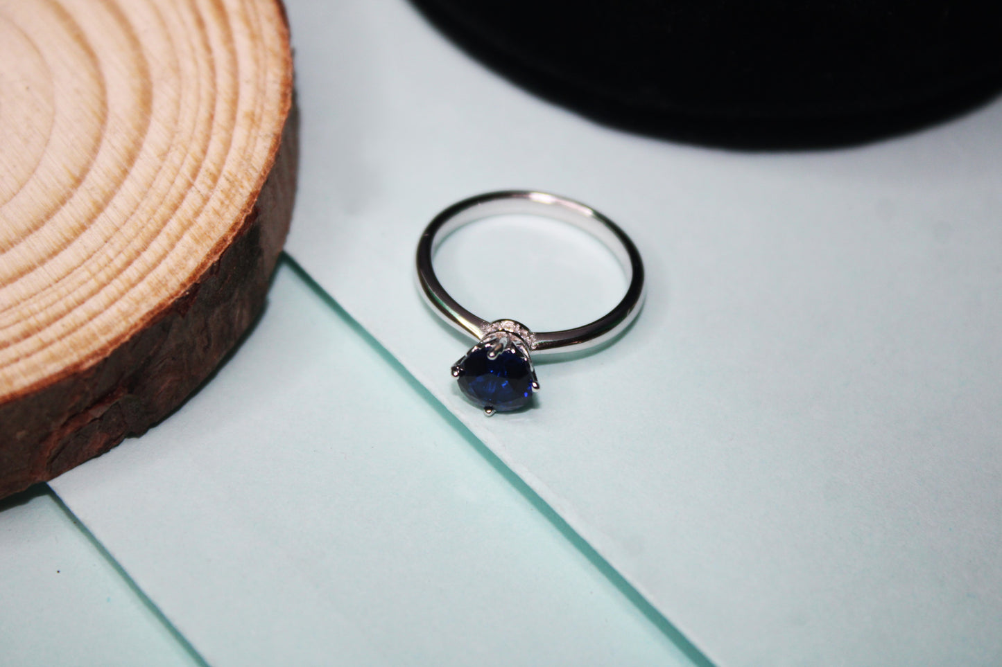 Silver Blue Stone Ring - Avika jewels