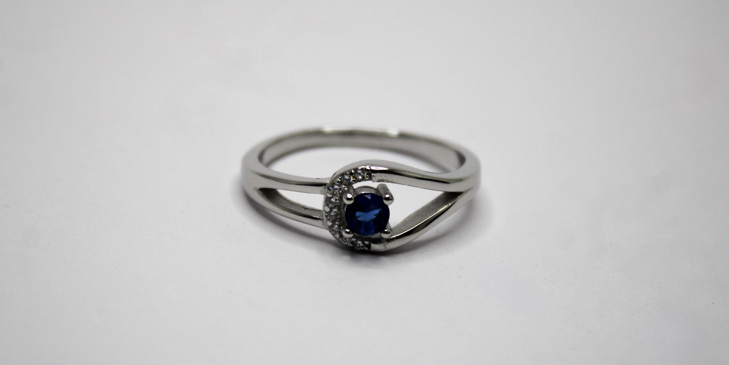 Silver Blue Stone Ring - Avika jewels