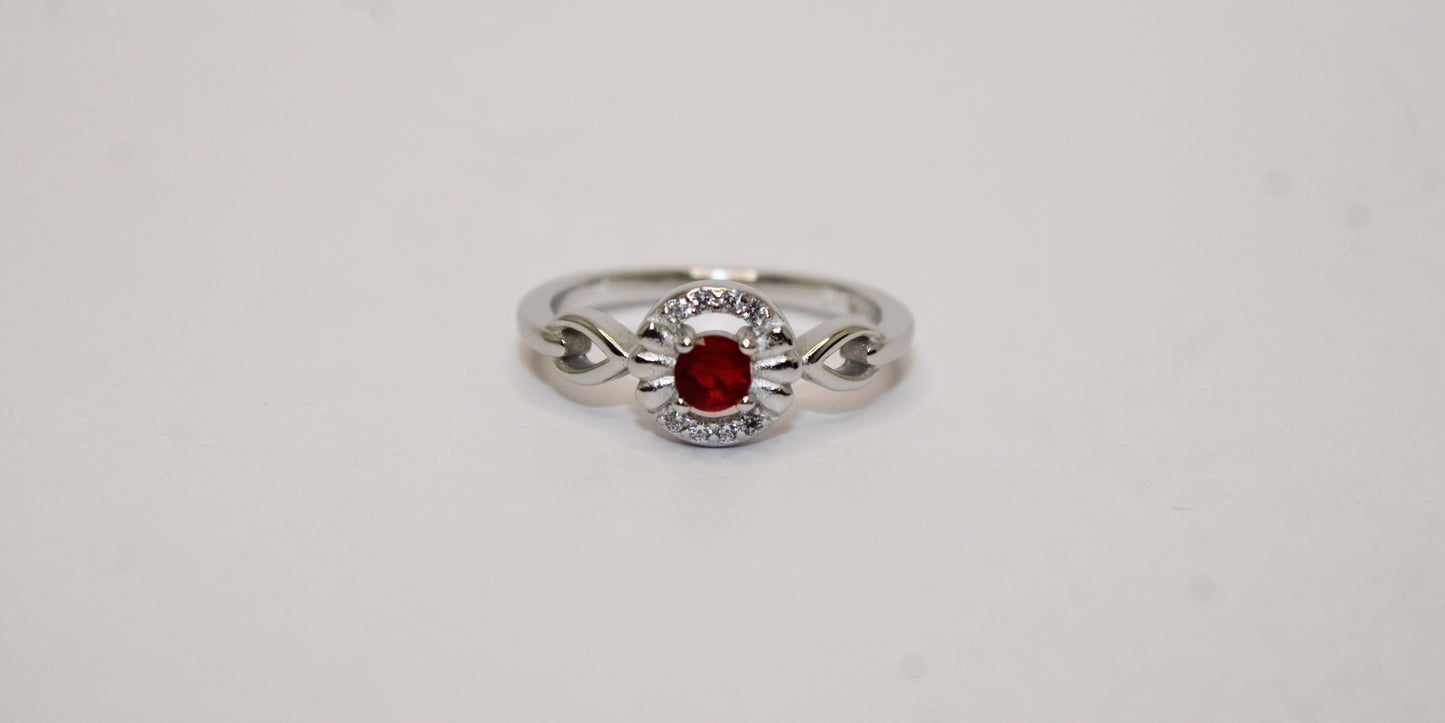 Silver Red Stone Ring - Avika jewels