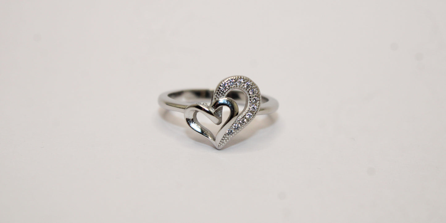 Silver Twin Heart Ring - Avika jewels