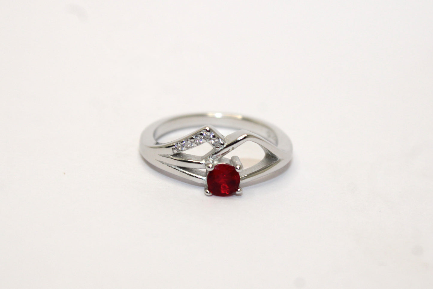 Silver Red Stone Ring - Avika jewels