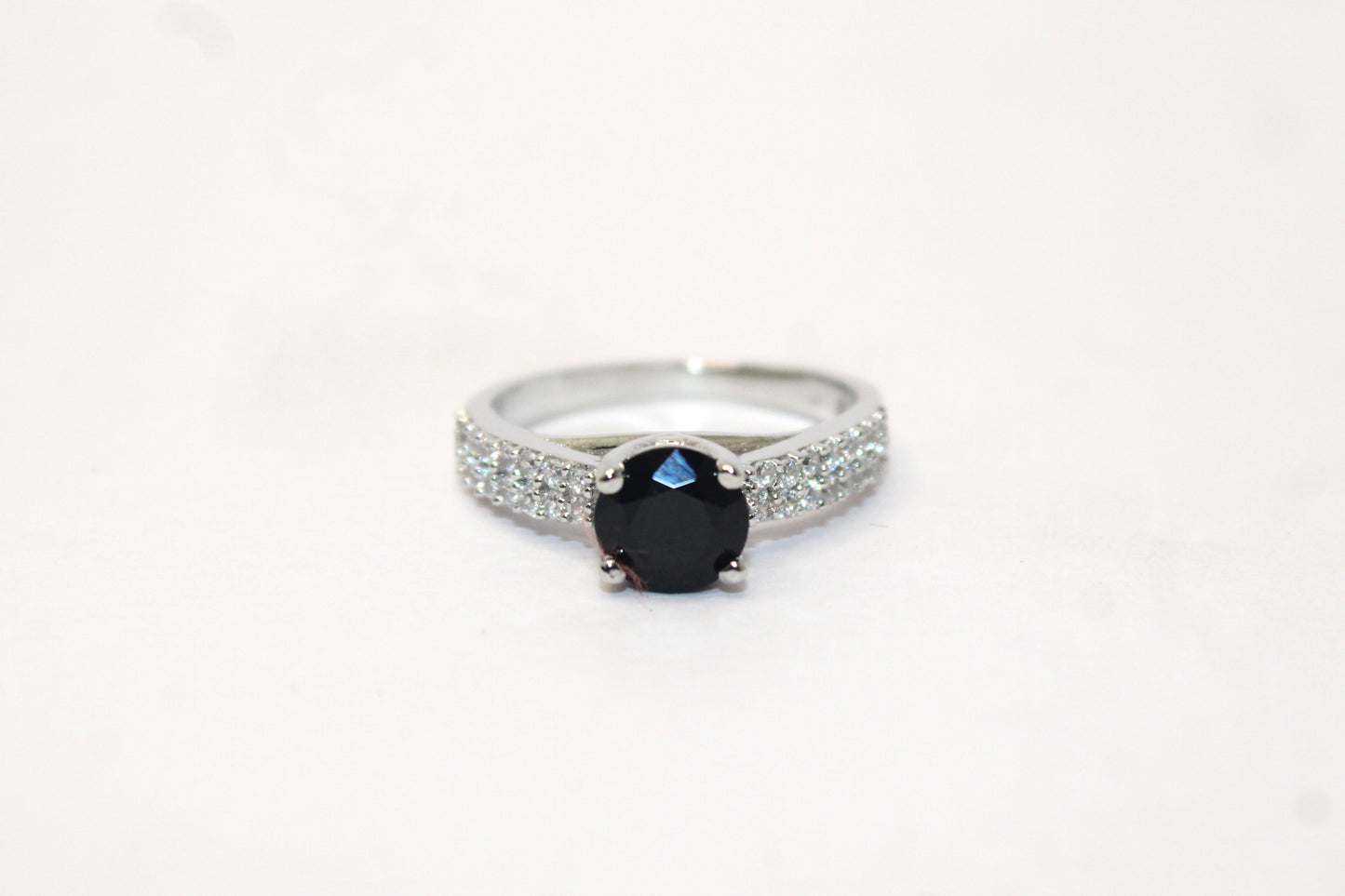 Silver Black Stone Ring - Avika jewels