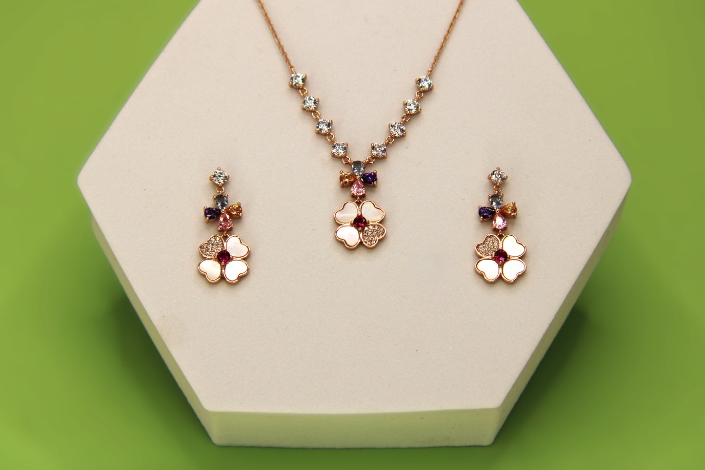 Silver Flower Pendant Tops Set - Avika jewels