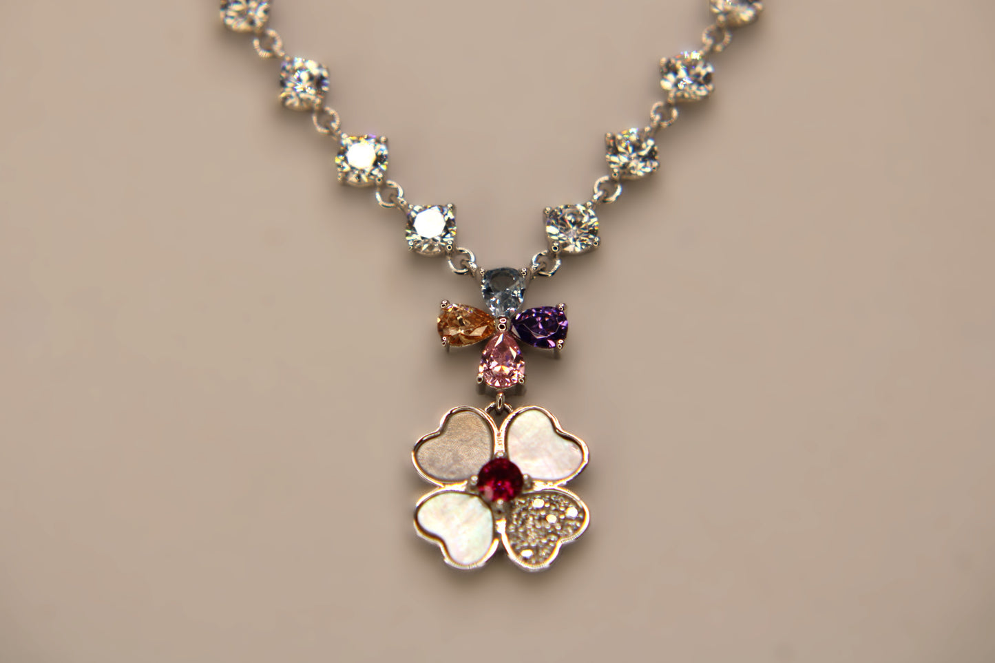 Silver Flower Pendant Tops Set - Avika jewels
