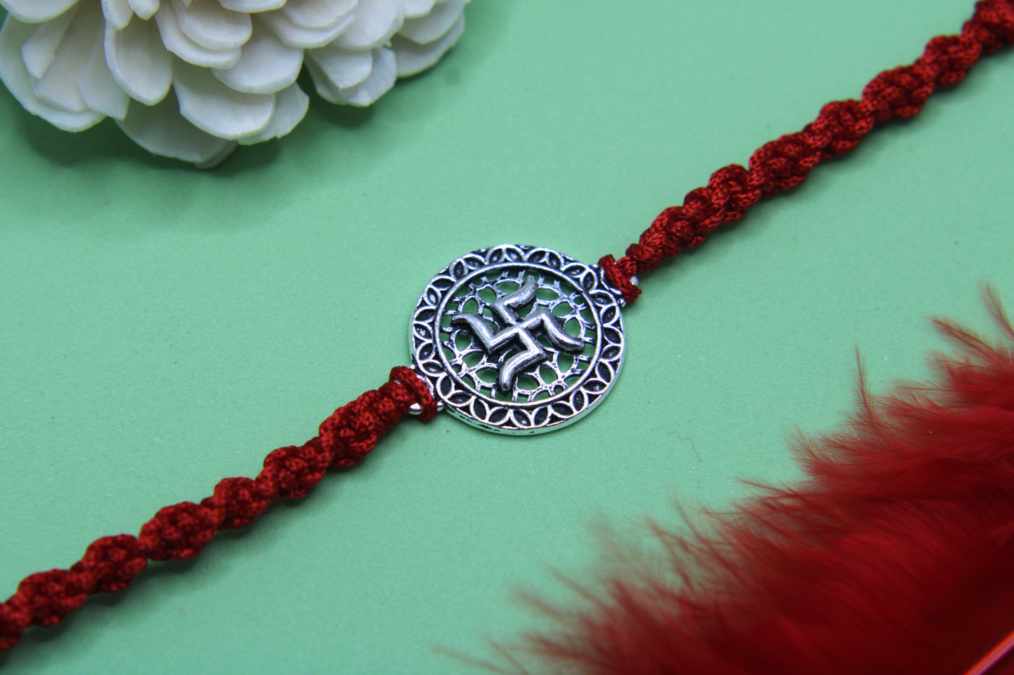 Silver Swastik Rakhi