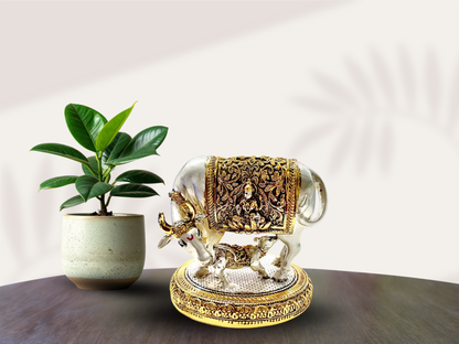 Kamdhenu Cow and Calf Polyresin Idol