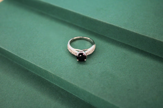 Silver Black Stone Ring - Avika jewels