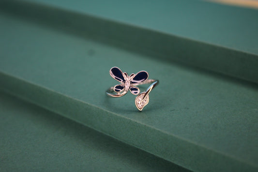 Silver Blue Butterfly Ring - Avika jewels