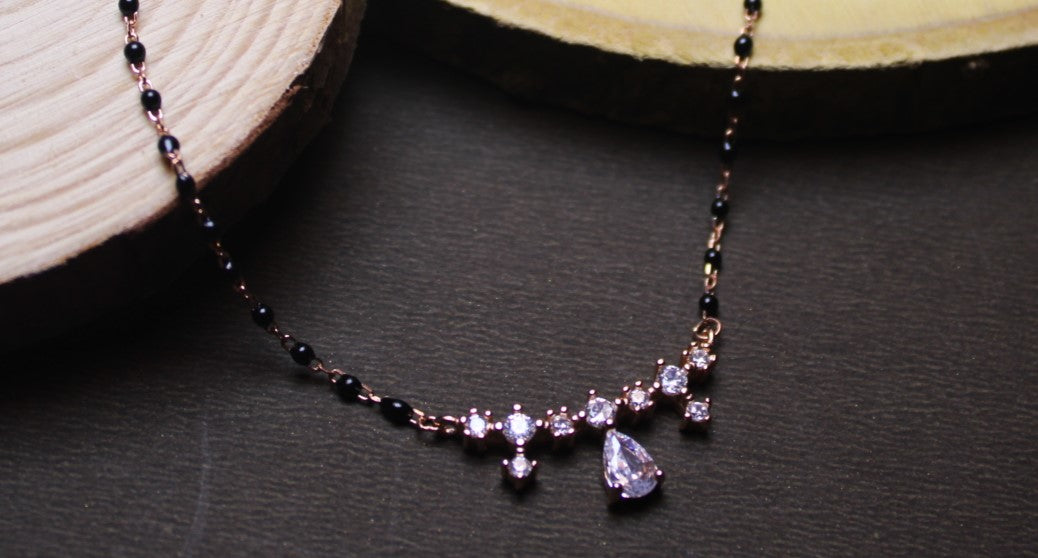 Silver Rosegold Mangalsutr - Avika jewels