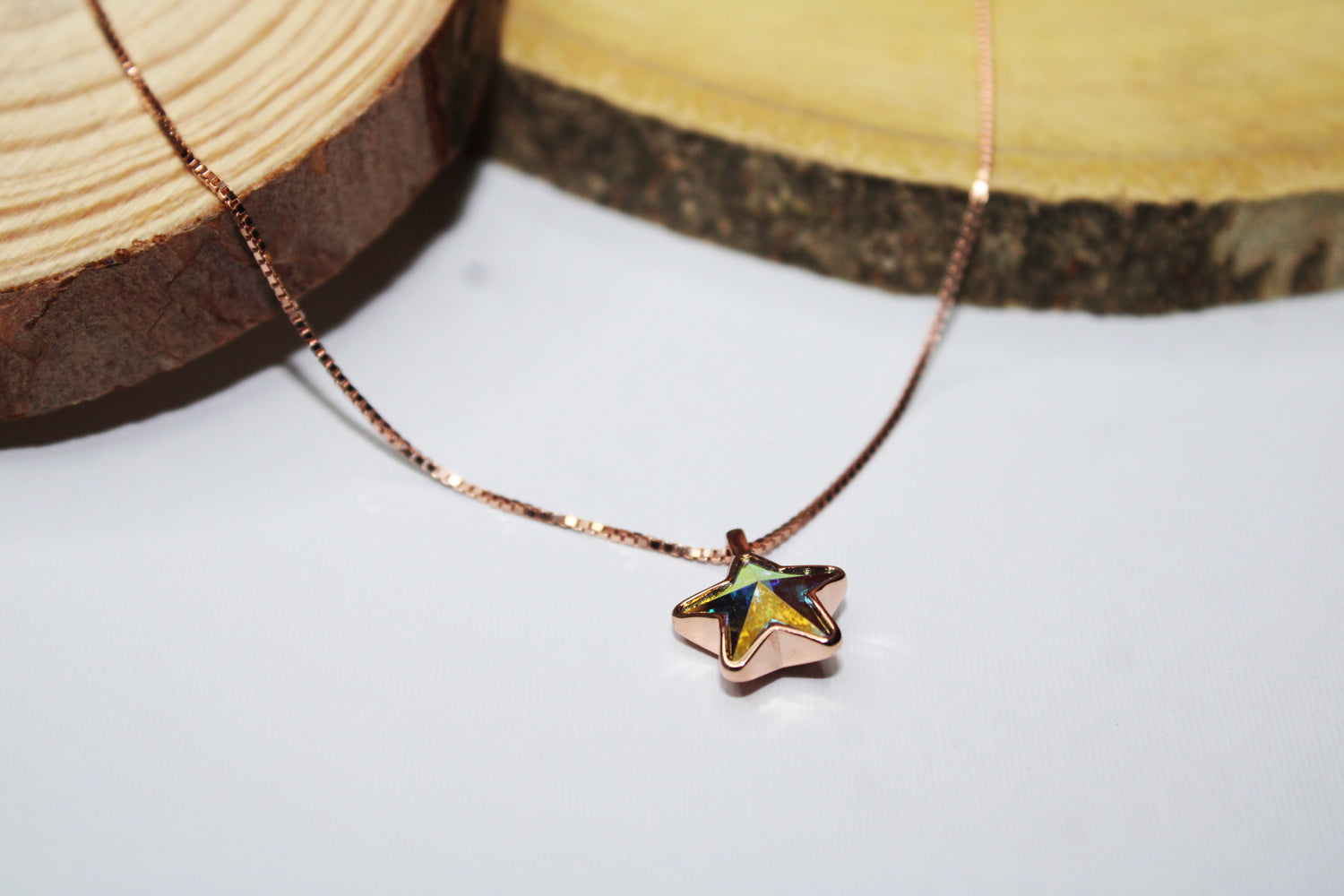 Silver Rosegold Star Pendent Chain - Avika jewels