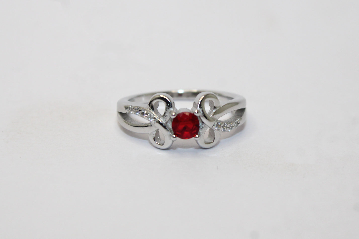 Silver Red Stone Ring - Avika jewels
