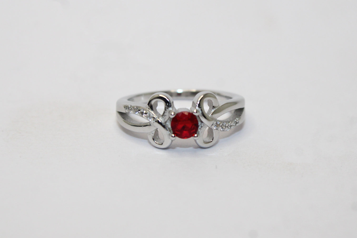 Silver Red Stone Ring - Avika jewels