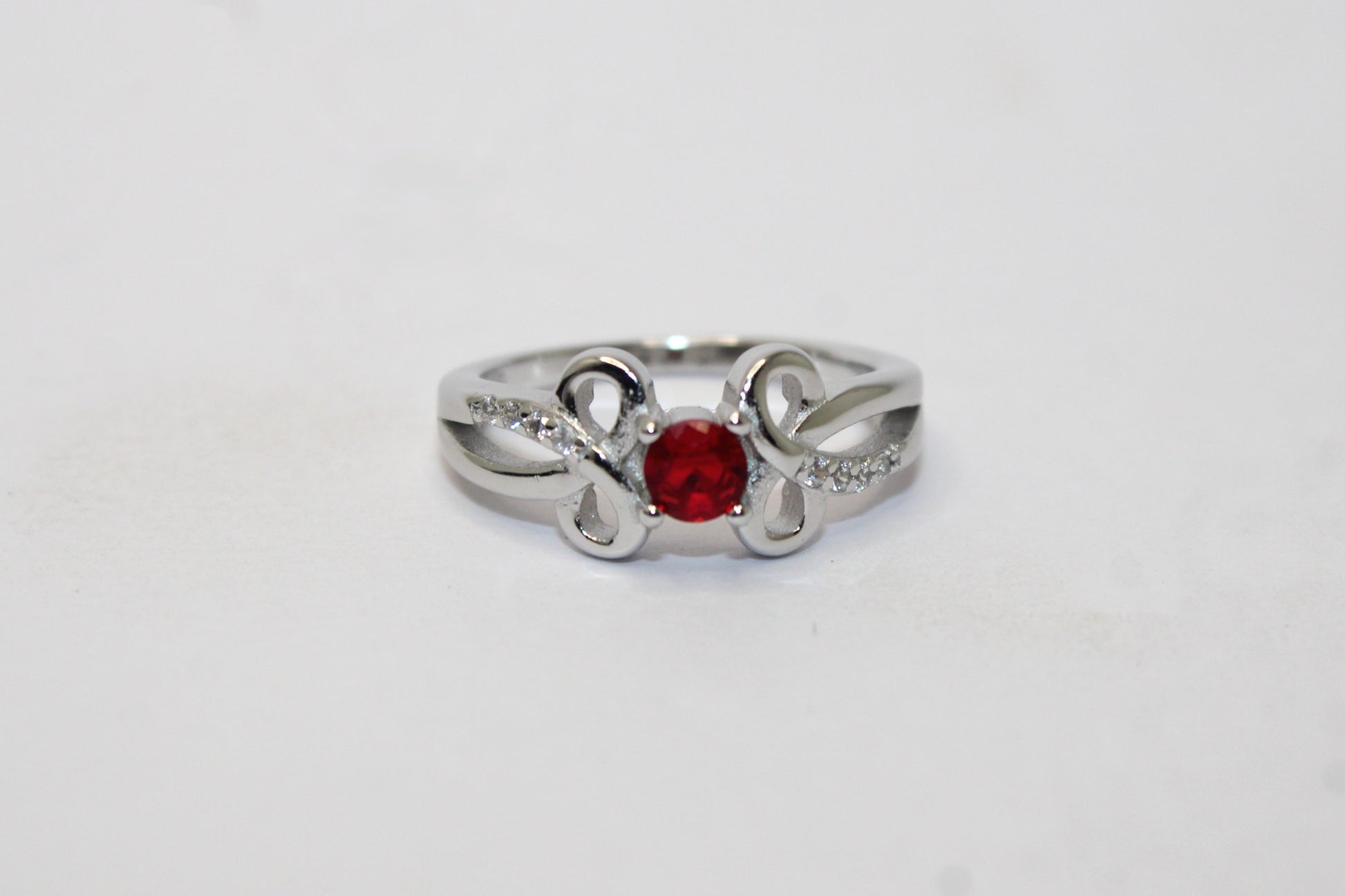Silver Red Stone Ring - Avika jewels