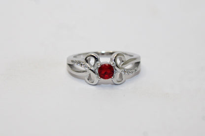 Silver Red Stone Ring - Avika jewels