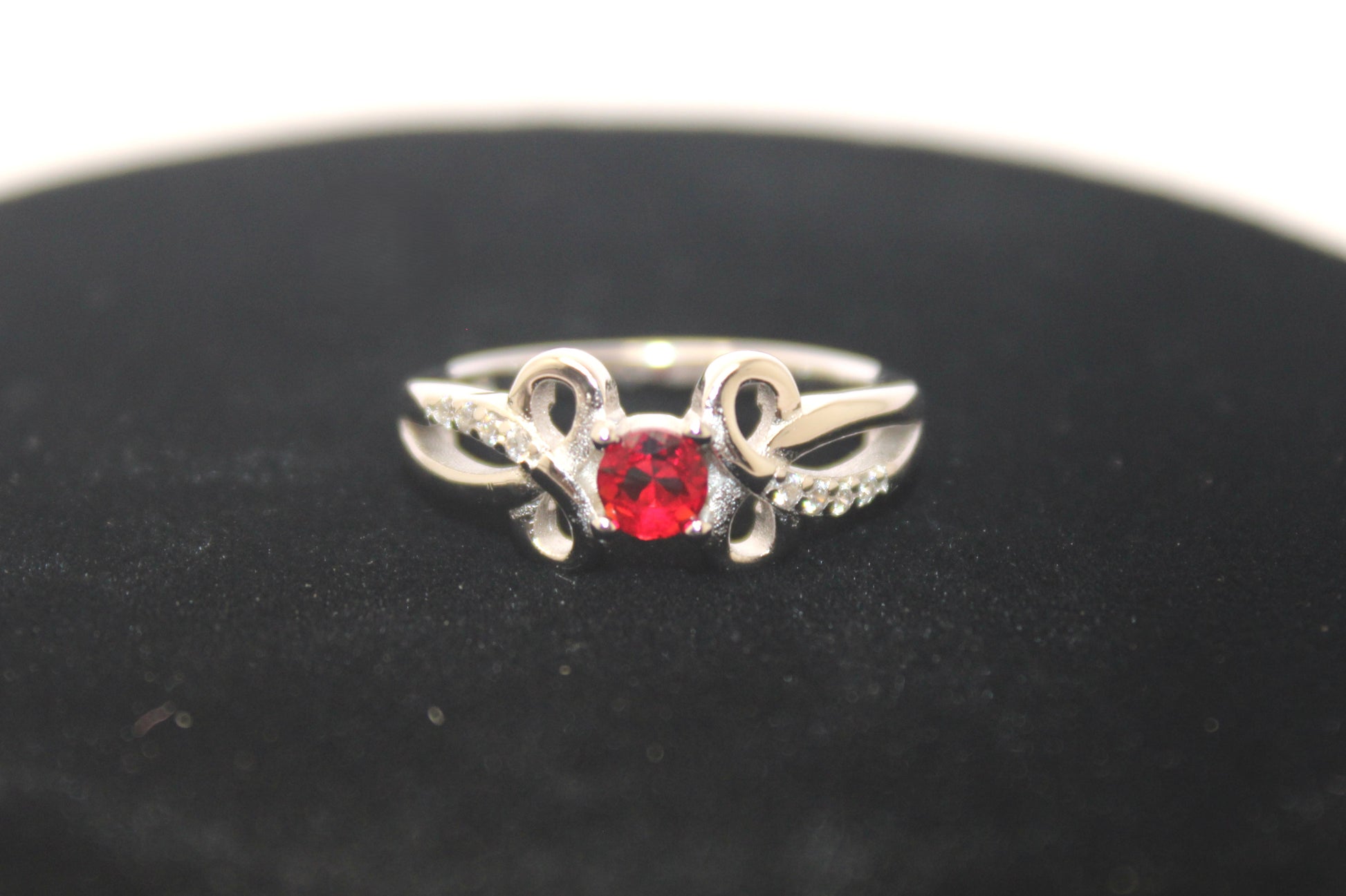 Silver Red Stone Ring - Avika jewels