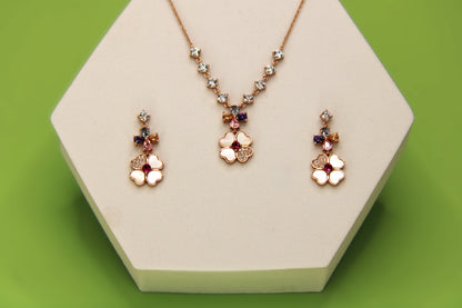 Silver Flower Pendant Tops Set - Avika jewels