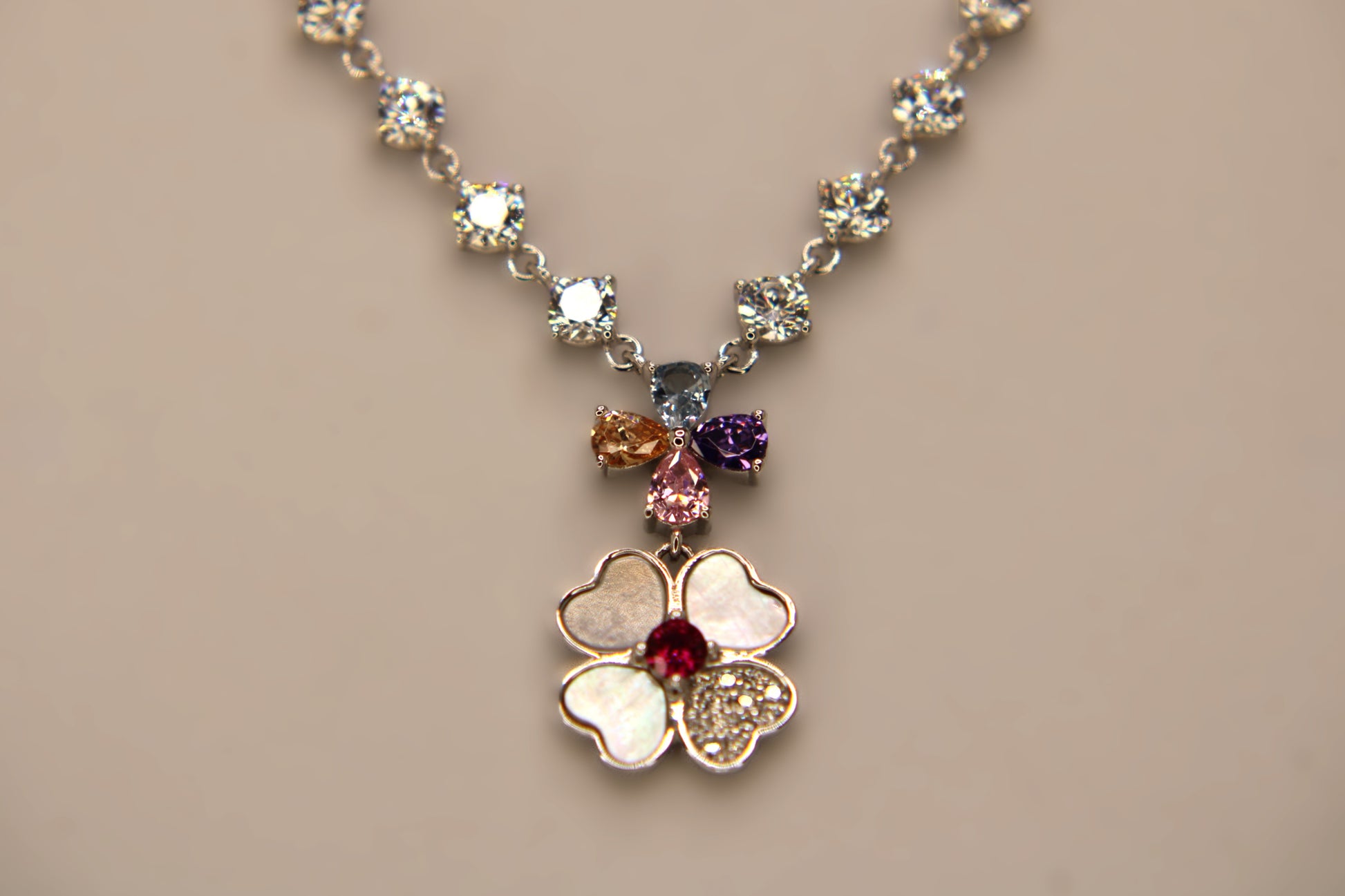 Silver Flower Pendant Tops Set - Avika jewels