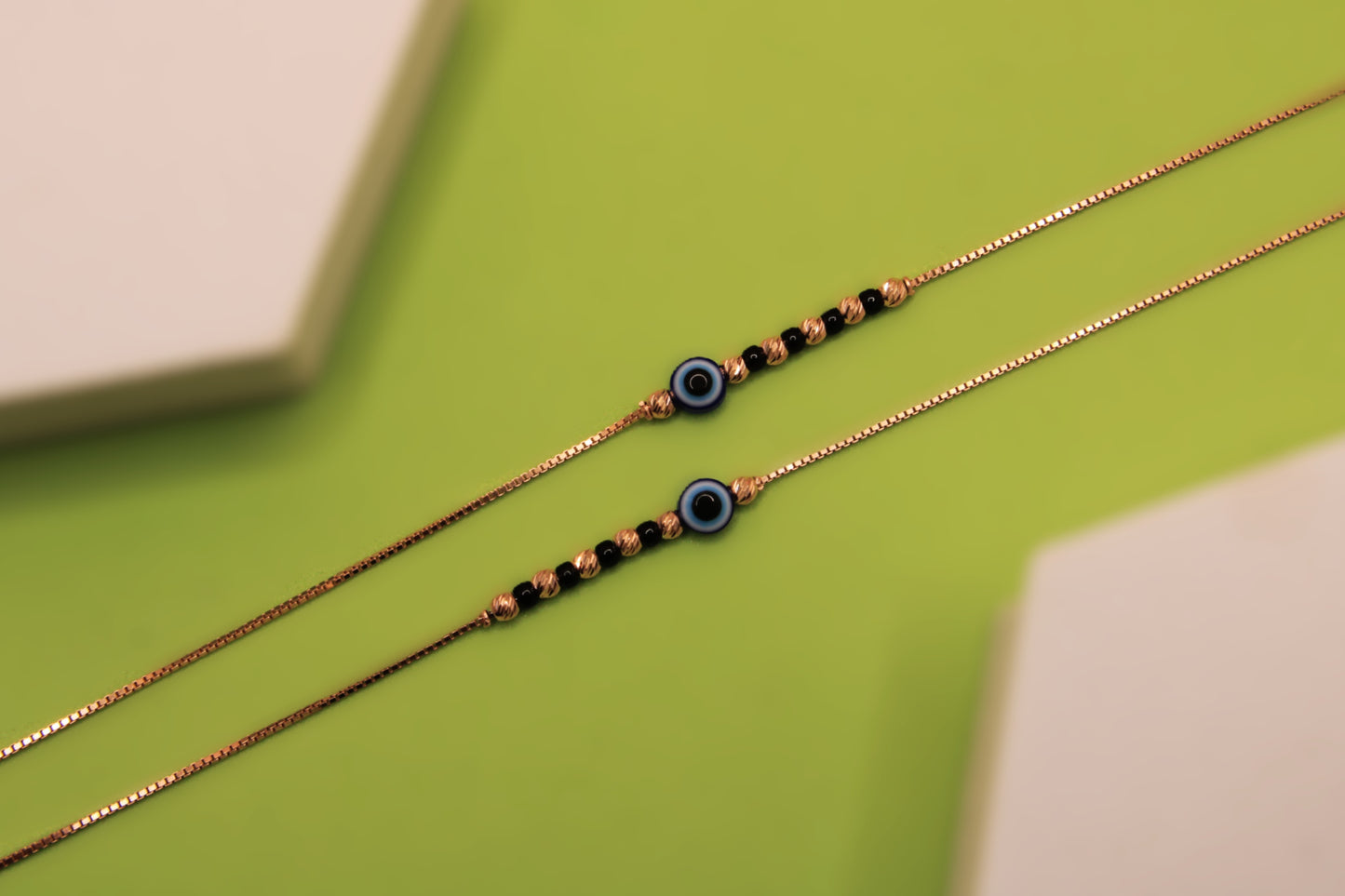 Silver Black Beads Evil Eye Payal