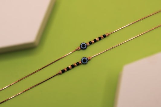 Silver Black Beads Evil Eye Payal