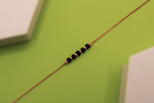 Silver Black Beads Payal Single