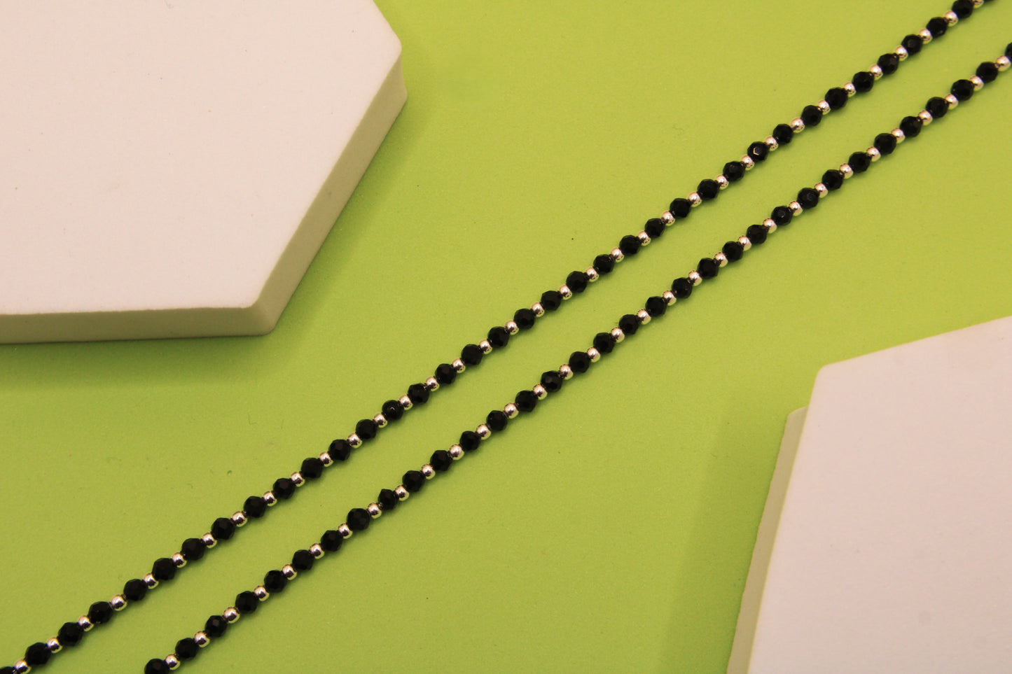 Silver Black Beads Payal