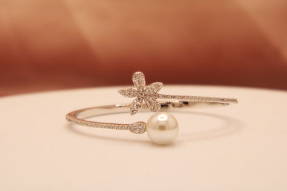 Silver Pearls Kada - Avika jewels