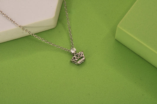 Silver Crown Pendant Chain