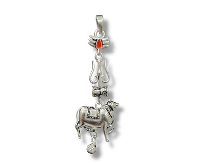 925 silver pendant, Nandi pendant, mahesh babu pendant, mahesh babu doller,Trishul pendant, spiritual silver jewellery, Indian traditional silver pendant, sterling silver unisex pendant.