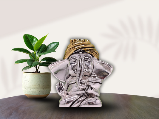 Silver & Gold Polyresin Lord Ganesha Idol for Home Décor and Gifting